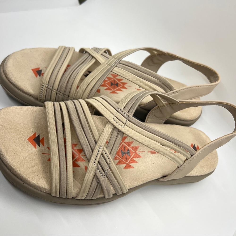 Skechers Reggae Slim Simply Stretch Sling Back Sandals Womens Size 7 Natural